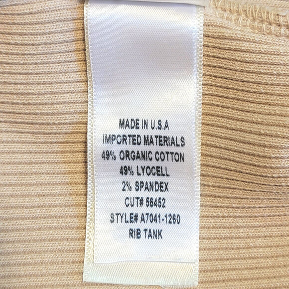 AGOLDE Ribbed Tank Top in Latte Racerback Organic Cotton Casual Summer Beige L - Picture 8 of 9